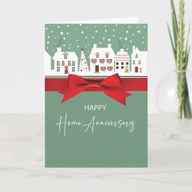 Carte Accueil Anniversaire Réaltor aux maisons d'hiver d (Devant)