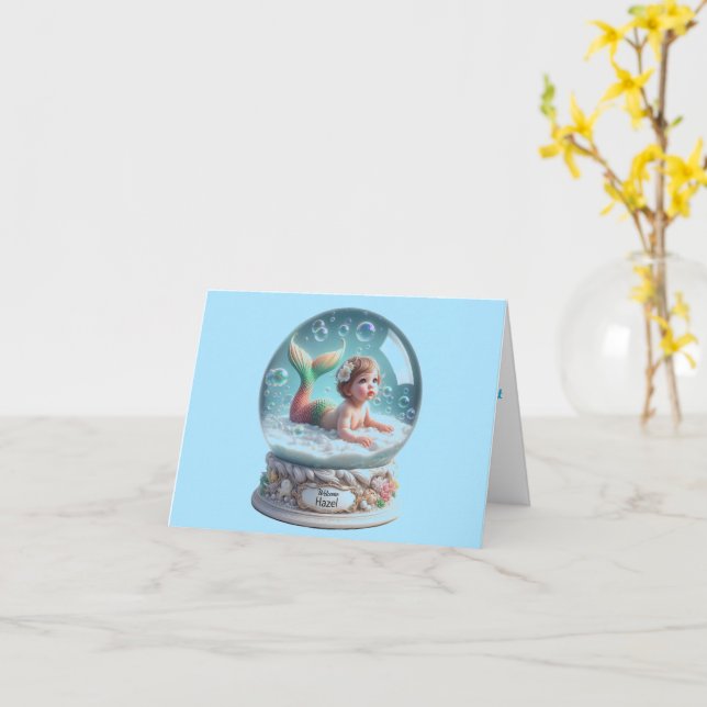 Carte Accueil personnalisé de sirène de bébé (Fleur jaune)
