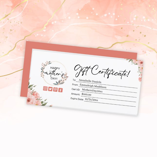 Carte Acheter Floral Mère's Day Certificat cadeau (Créateur téléchargé)