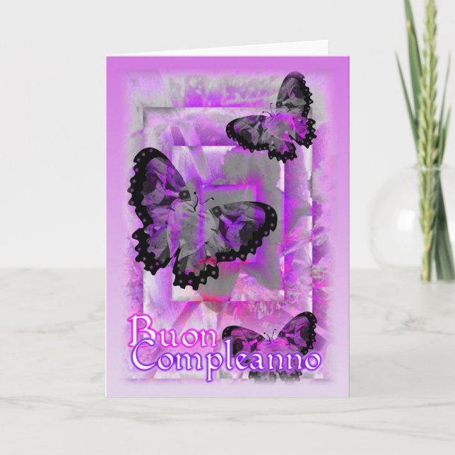 Carte Acheteur-Italien Joyeux Anniversaire -blanc (Devant)