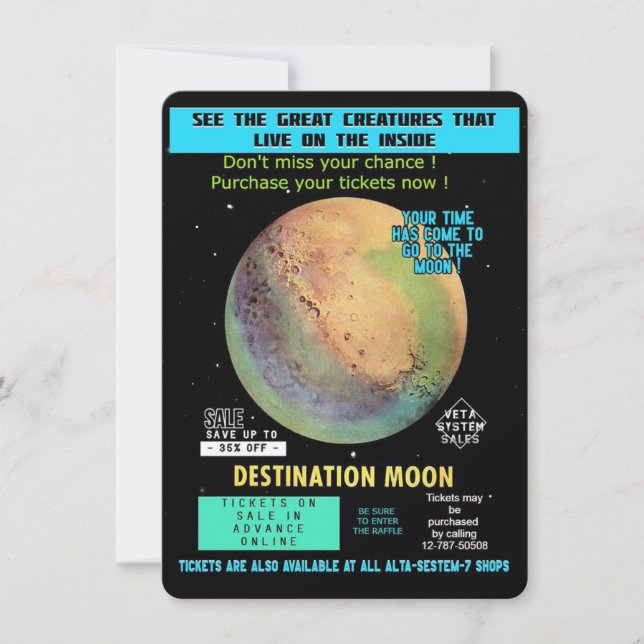 Carte Achetez un billet pour la Lune ! Espace Voyage pla (Devant)