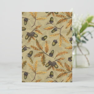 Carte Acornes et feuilles de chêne sur ecru