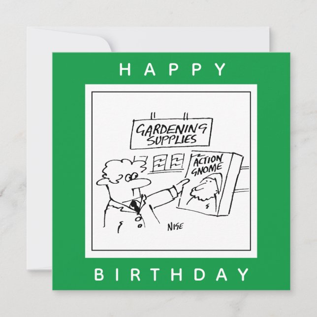Carte Action Gnome in the Garden Center Cartoon (Devant)