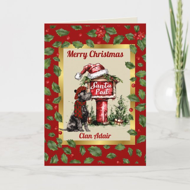 Carte Adair Scottie Chien & Crête Noël personnalisé (Devant)