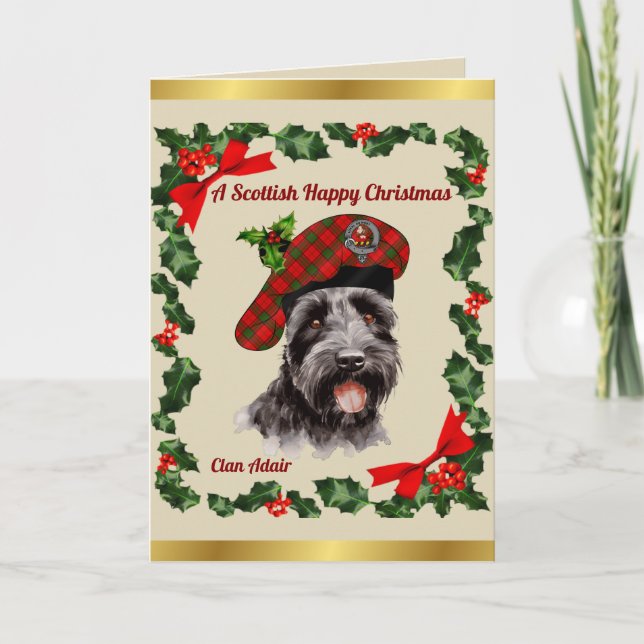 Carte Adair Scottie Chien Xmas Personnalisé (Devant)