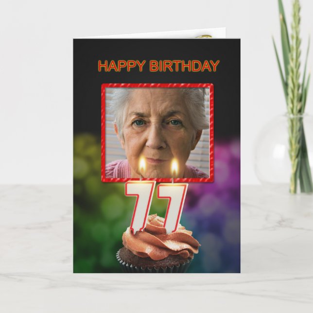 Carte Add a picture, 77th Birthday card with Candles (Devant)