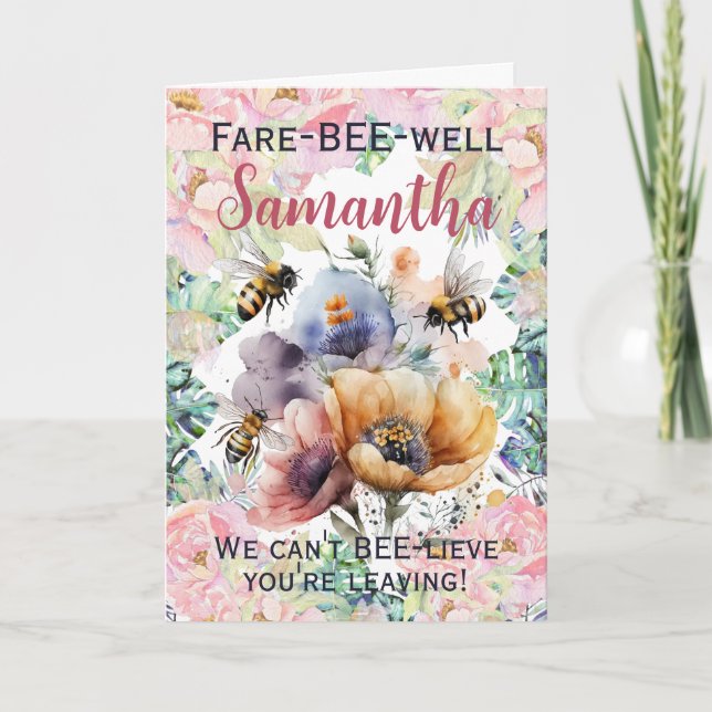 Carte Adieu adieu quitter Floral Bee (Devant)