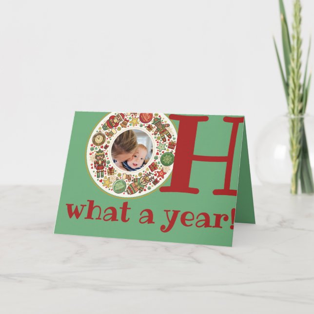 Carte Adieu vert 2020 Photo de Noël (Devant)