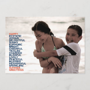 Carte Adjectifs de salutations d'été plats