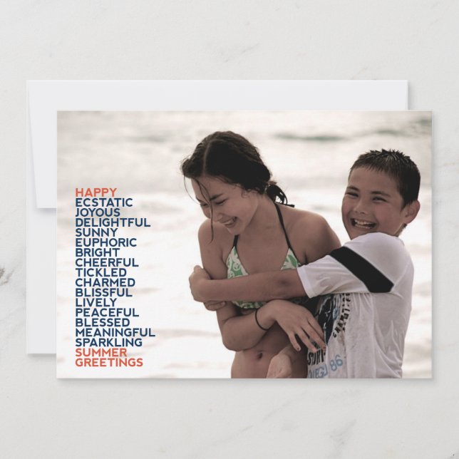 Carte Adjectifs de voeux d'été plat (Devant)