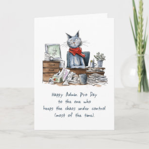 Carte Admin Pro Day Funny Woman Chat au bureau avec des 