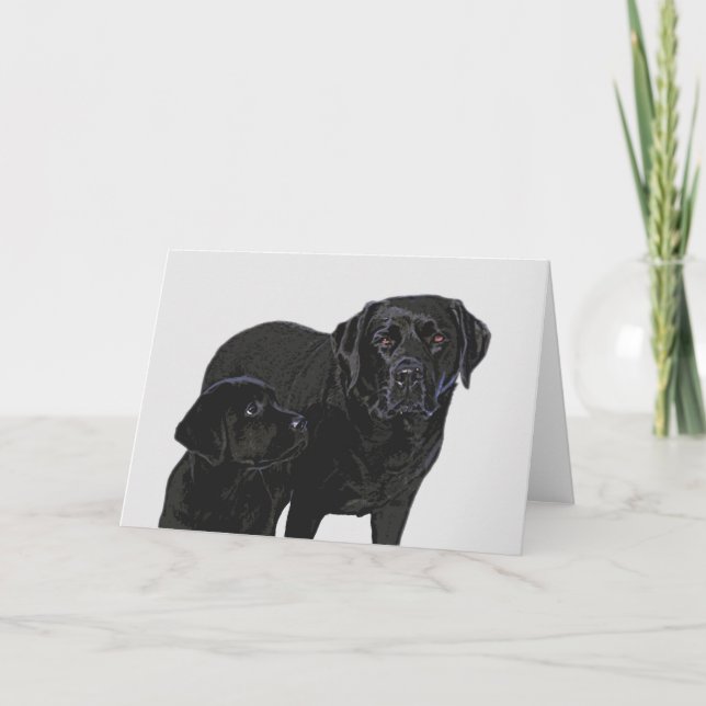 Carte Admiration dans l'oeil des chiots - Black Labrador (Devant)