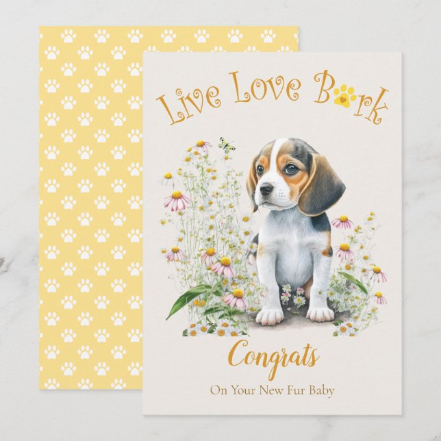 Carte Adoption de chien Beagle, journée Gotcha (Devant / Derrière)