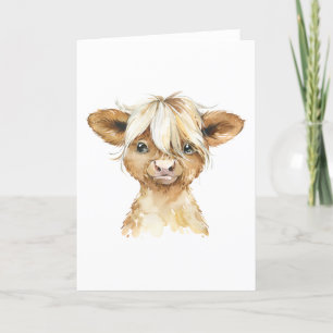Carte Adorable aquarelle Calf Toutes les occasions