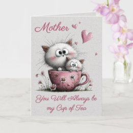 Carte Adorable Cats in a Teacup Greeting Card