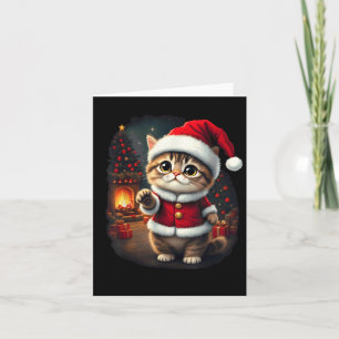 Carte Adorable Chat de Noël Santa Claus Beau Kit de Noël