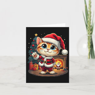 Carte Adorable Chat de Noël Santa Claus Beau Kit de Noël
