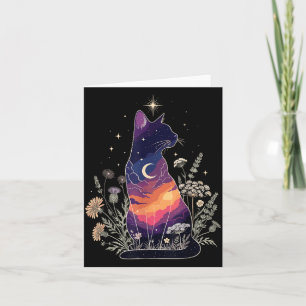Carte Adorable Chat Mystique Amateur de Chatons Floral F