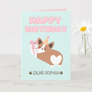 Carte Adorable Chiot dans un Casquette Joyeux Anniversai