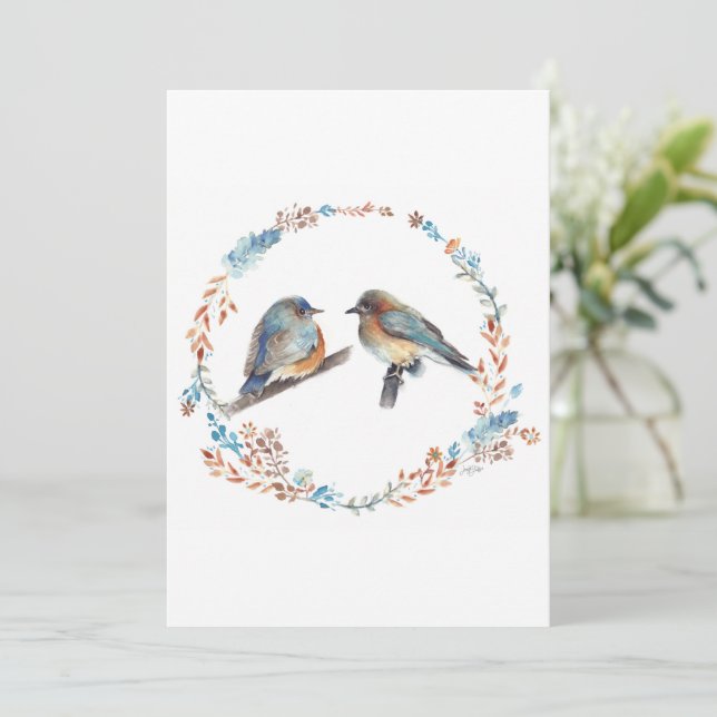 Carte Adorable Couple de Bluebird Est Joyeux Anniversair (Debout devant)