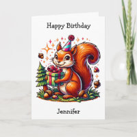 Adorable écureuil d'anniversaire | Page Couleur