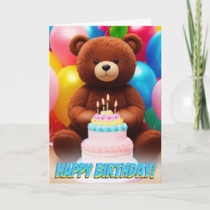 Carte Adorable gâteau à l'ours en peluche Anniversaire B