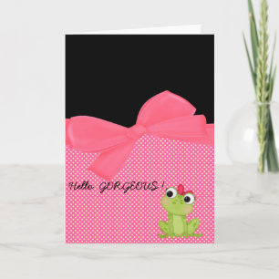 Carte Adorable Grenouille Mignonne sur Points-Hello Magn