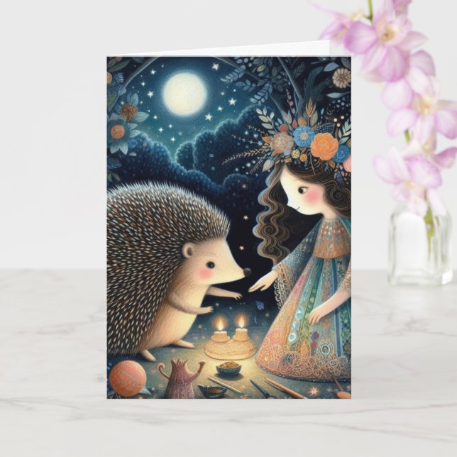 Carte Adorable Hérisson et conte de l'enfant Toutes les  (Orchidée)