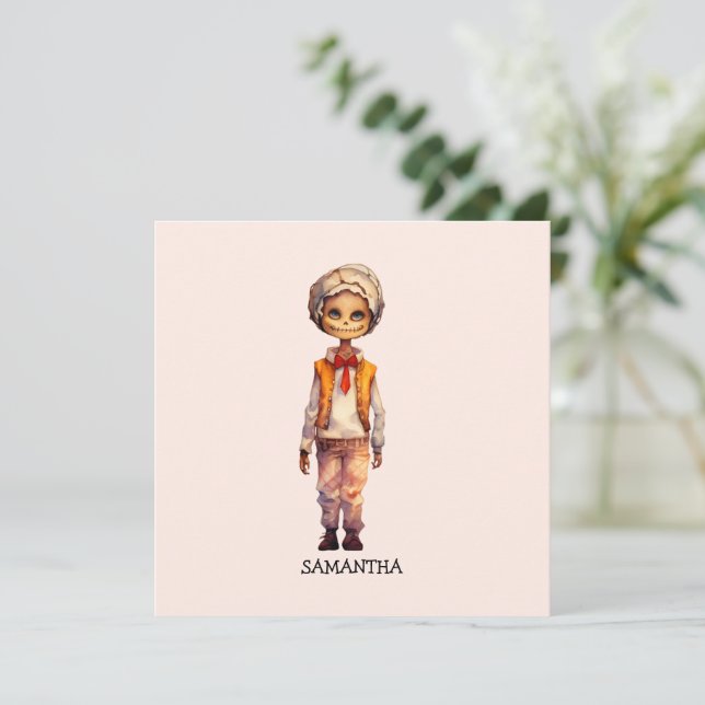 Carte Adorable Kid Zombie - Jolie Halloween (Debout devant)