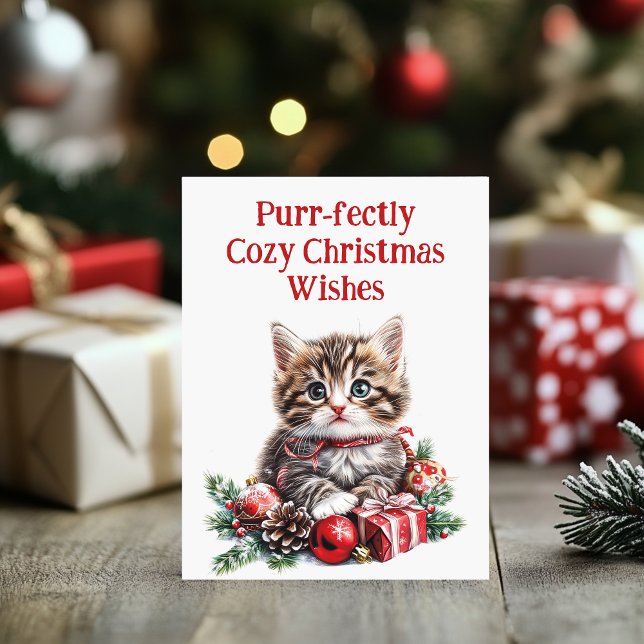 Carte Adorable Kitten (kitten christmas card)