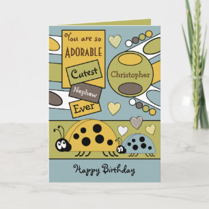 Carte Adorable neveu ladybugs spécial garçon jaune vert