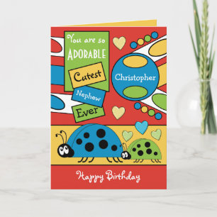 Carte Adorable neveu ladybugs spécial garçon rouge vert