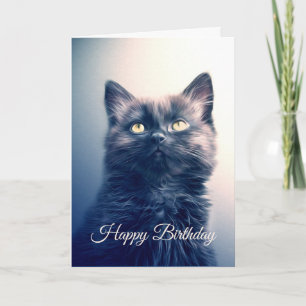 Carte Adorable Noir Chaton Long Cheveux