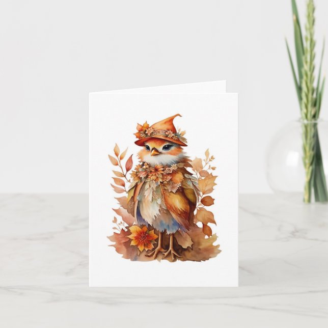 Carte Adorable Oiseau d'automne Toutes les occasions (Devant)