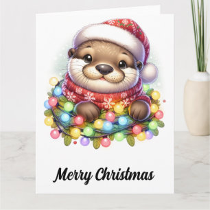 Carte adorable Otter de Noël