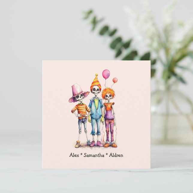 Carte Adorable Pastel Zombie Trio - Jolie Halloween (3) (Debout devant)