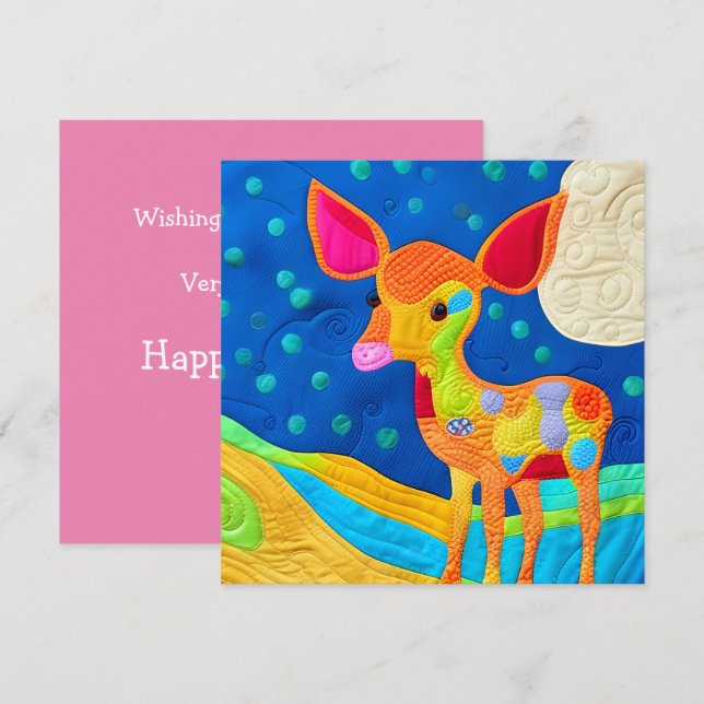 Carte Adorable Petit Cerf De Bébé - Design De Couette (Devant / Derrière)