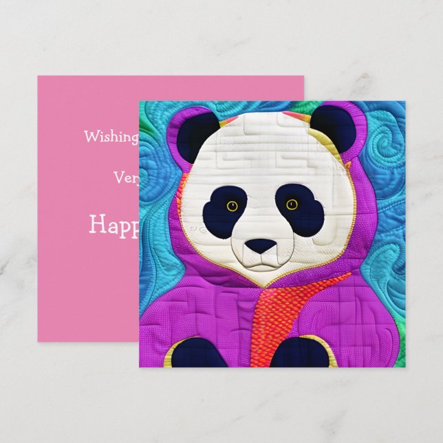Carte Adorable Petit Panda - Conception Plat (Devant / Derrière)