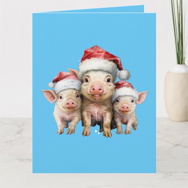 Carte Adorable Petit Petit Piggie Noël Salutation (Devant)