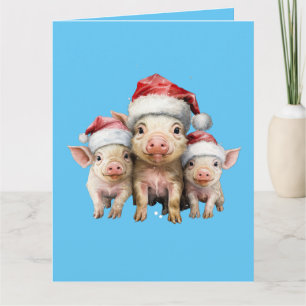 Carte Adorable Petit Petit Piggie Noël Salutation