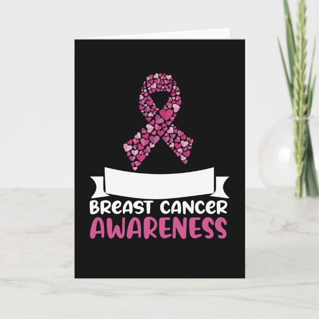 Carte Adorable Ruban rose Conscience du cancer du sein F (Devant)