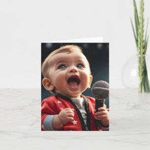Carte Adorable Toddler chantant avec enthousiasme blanc