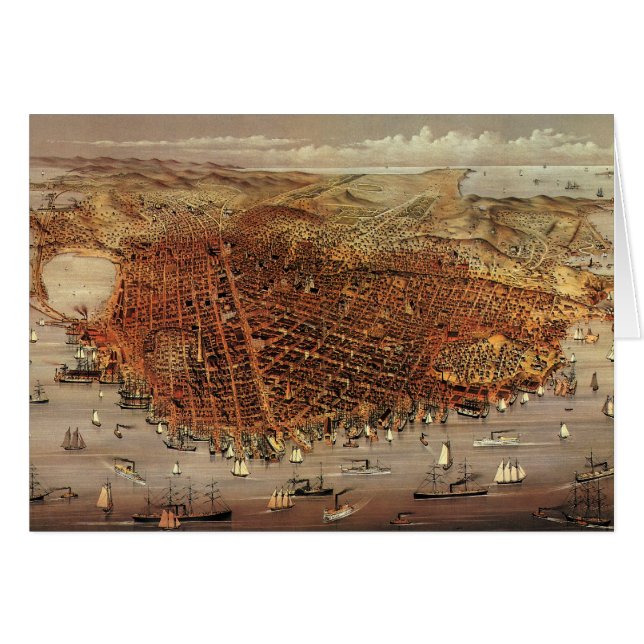 Carte aérienne antique de San Francisco, Californi (Devant horizontal)