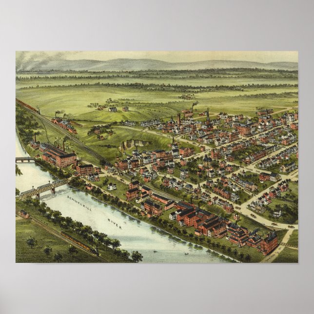 Carte aérienne Royersford PA Pennsylvania Poster 1 (Devant)