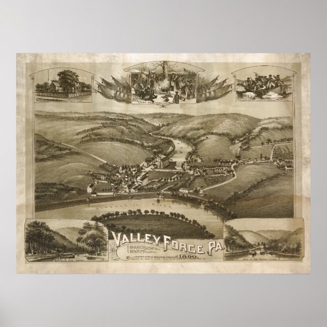 Carte aérienne Valley Forge PA Pennsylvania Poster (Devant)