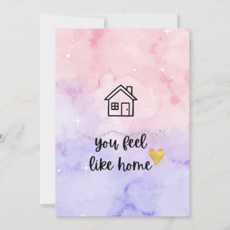 Carte Aesthetic Watercolor "You Feel Like Home" Romantic