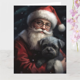 Carte Affenpinscher avec Noël Festif du Père Noël