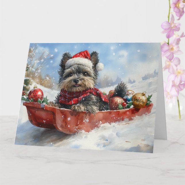 Carte Affenpinscher Chien dans la corniche laissez-le ne (Orchidée)