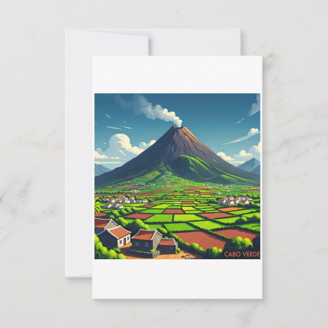 Carte Affiche Cabo Verde – Volcan et paysages tropicaux (Devant)