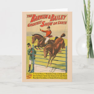 Carte Affiche De Cirque De 2 Ponies Qui Saute Sur Un Obs
